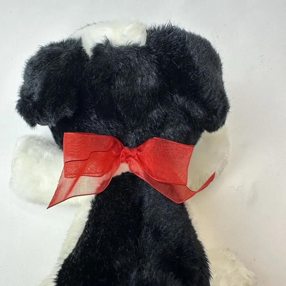 Russ Berrie Marshmallow Dog Plush Stuffed Animal White & Black Soft 9